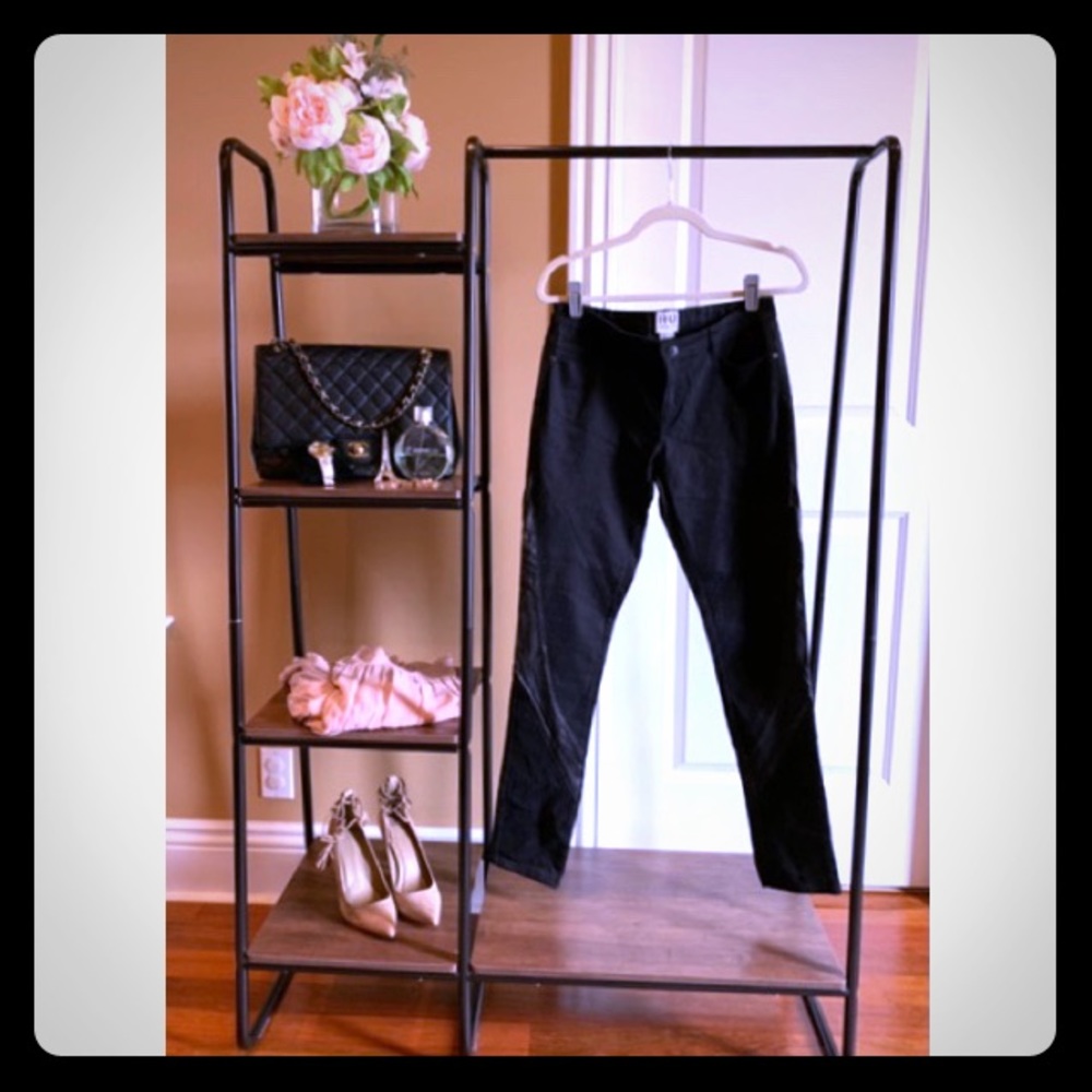 Haute Hippie Black Denim w/Leather Accent, 27w